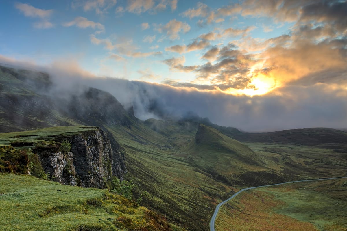 Misty hills at dawn